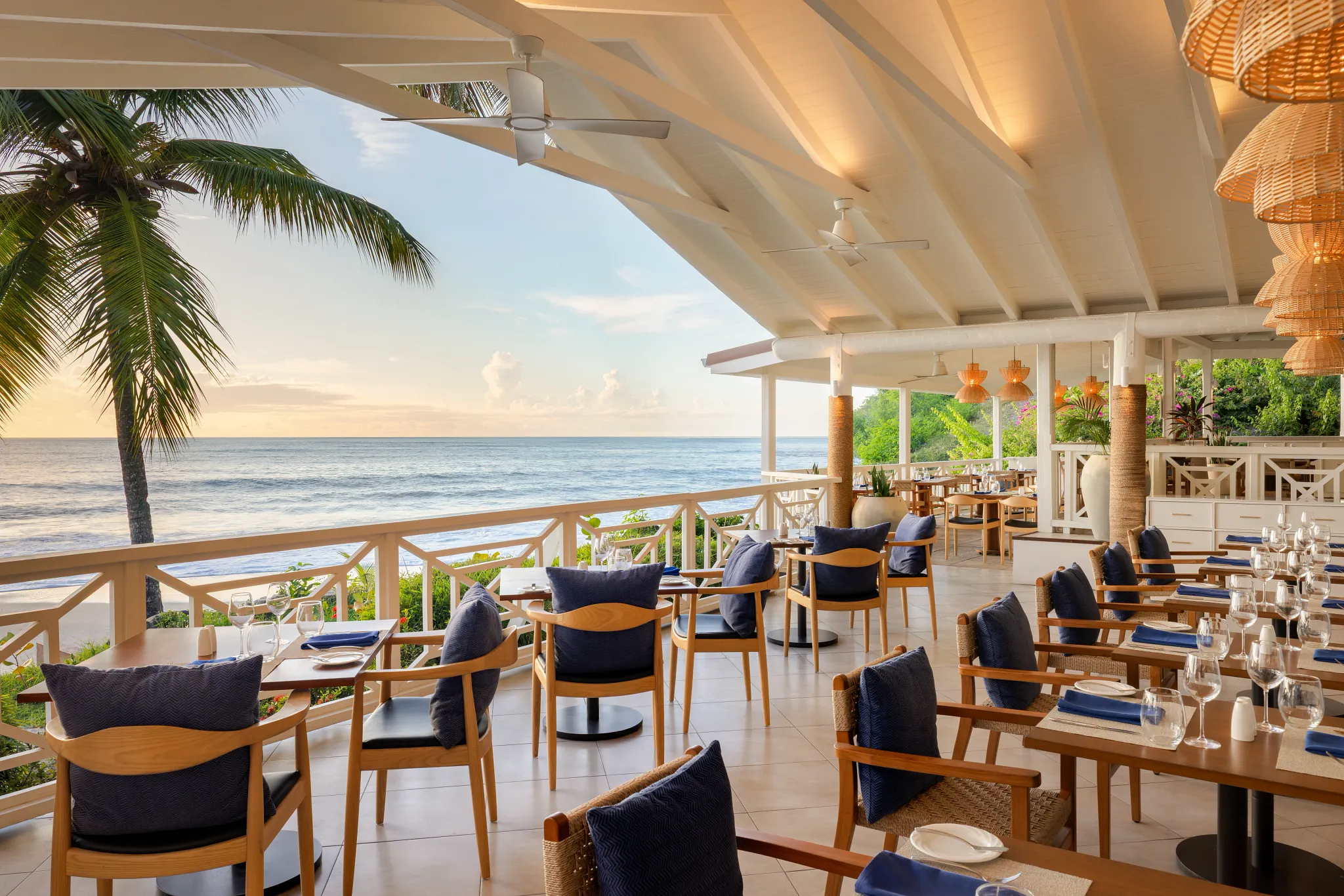 Oceana seafood restaurant at Secrets St. Lucia Resort & Spa featuring elegant beachfront dining with ocean views and fresh seafood dishes.