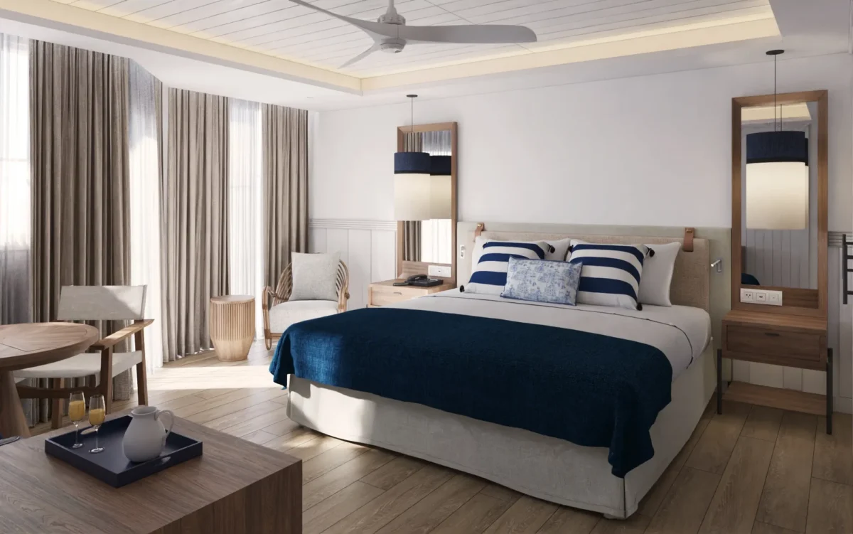 Preferred Club Superior Ocean Front Plunge Pool room with king bed and seating area at Secrets St. Lucia Resort & Spa.